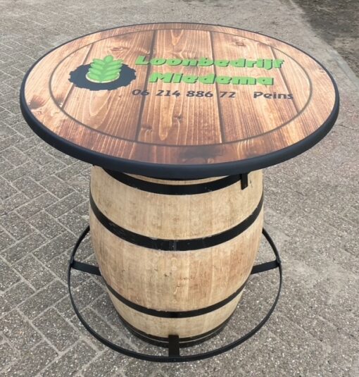 Statafelblad kunststof 85,100 of 107 cm rond, met uw eigen unieke logo