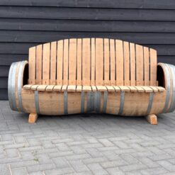 Eikenhouten tuinbank gemaakt van originele wijnvaten