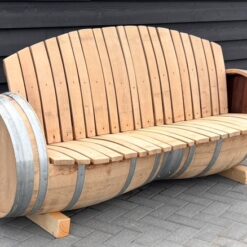 Alternative view of Eikenhouten tuinbank gemaakt van originele wijnvaten