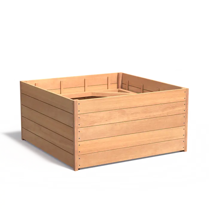 Hardhouten plantenbak CARREZ 1400x1400x713