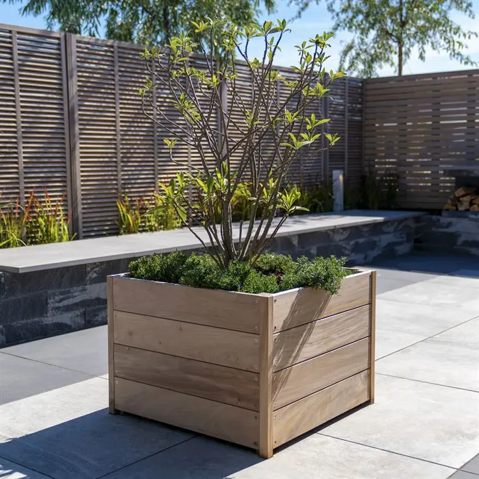 Hardhouten plantenbak CARREZ 1200x1200x574 - Afbeelding 2