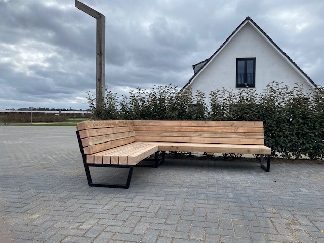 Loungebank van douglas met gepoedercoat staal - Afbeelding 2