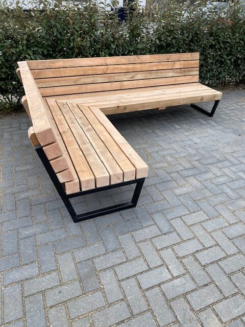 Loungebank van douglas met gepoedercoat staal - Afbeelding 3